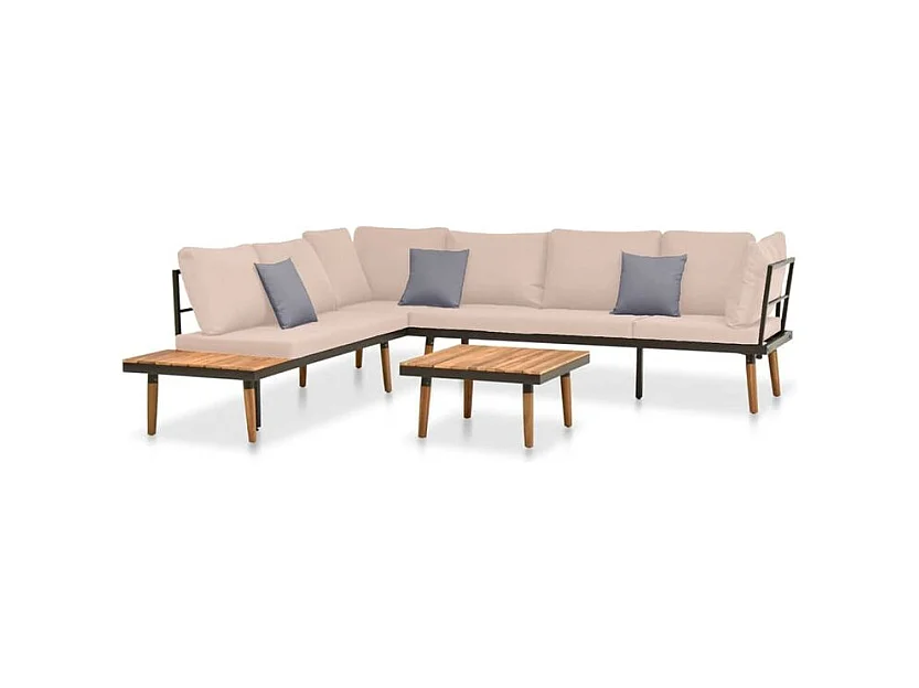 Salon de jardin 4 pcs avec coussins Bois massif d'acacia