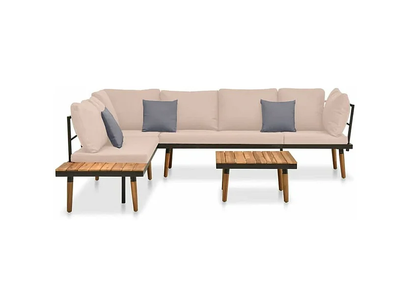 Salon de jardin 4 pcs avec coussins Bois massif d'acacia