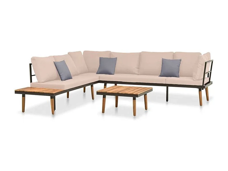 Salon de jardin 4 pcs avec coussins Bois massif d'acacia