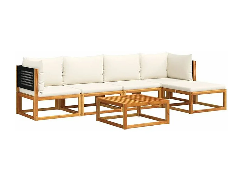 Salon de jardin avec coussins 6 pcs bois d'acacia solide