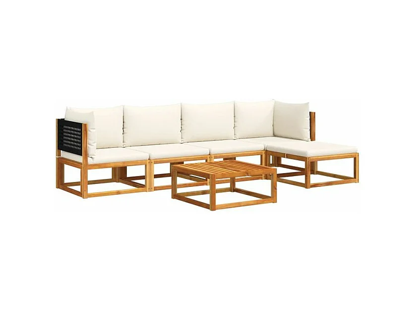 Salon de jardin avec coussins 6 pcs bois d'acacia solide