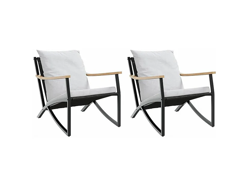 Chaises de jardin avec coussins lot de 2 noir acier