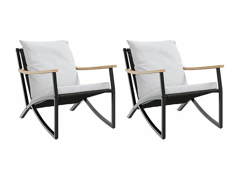Chaises de jardin avec coussins lot de 2 noir acier