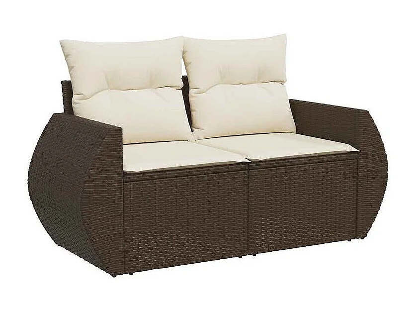 Salon de jardin avec coussins 7 pcs marron résine tressée