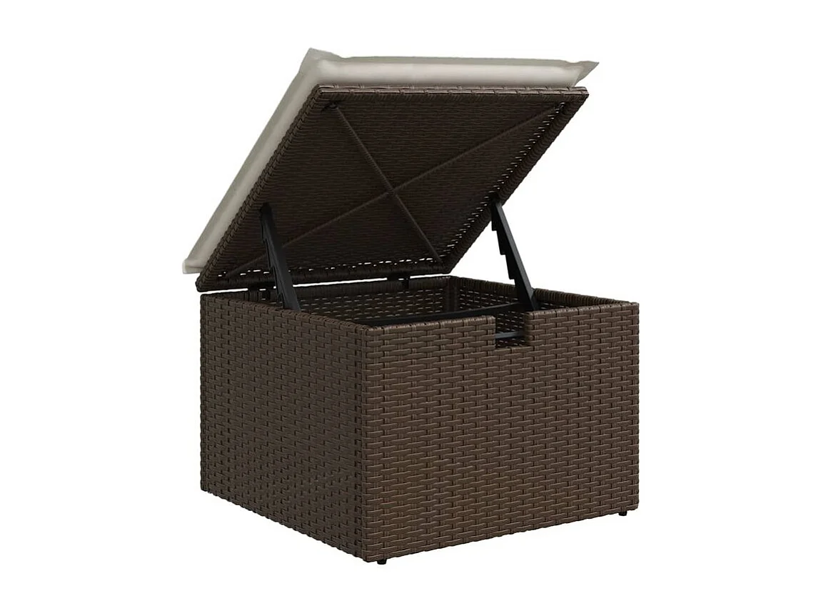 Salon de jardin avec coussins 6 pcs marron résine tressée