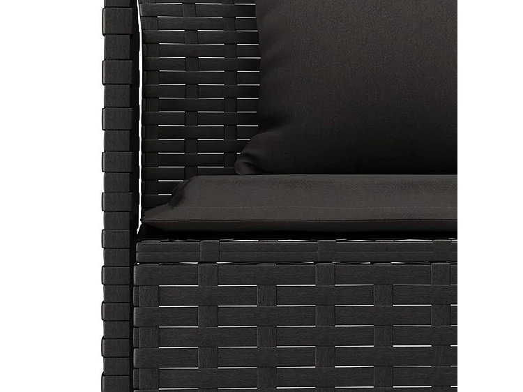 Canapé de jardin en forme de L et coussins noir résine tressée