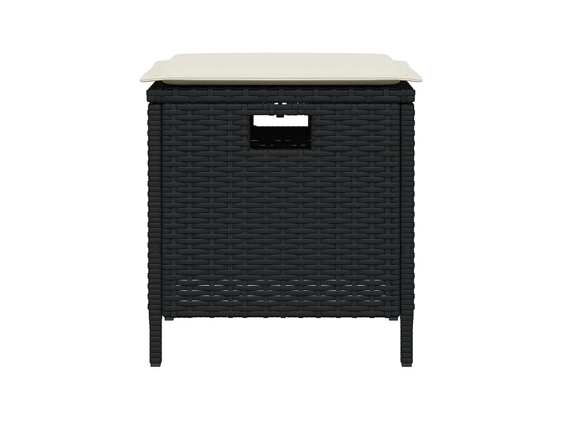 Ensemble à manger de jardin coussins 5pcs noir résine tressée