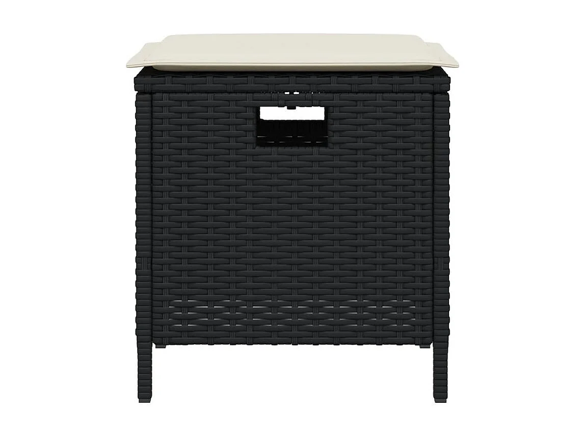 Ensemble à manger de jardin coussins 5pcs noir résine tressée