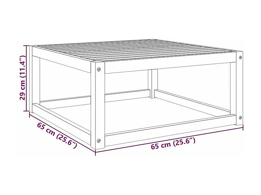 Table de jardin 65x65x29 bois massif d'acacia