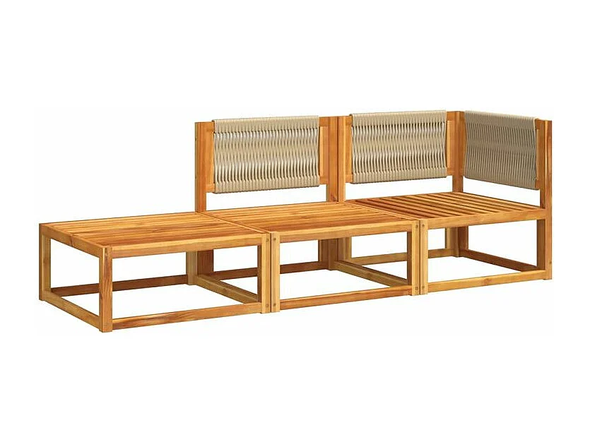 Salon de jardin avec coussins 3 pcs bois massif d'acacia