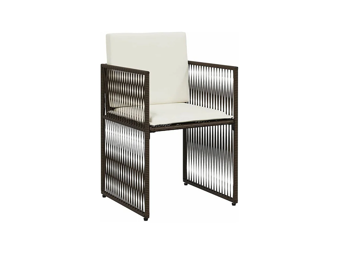 Ensemble à manger de jardin et coussins 7 pcs marron rotin