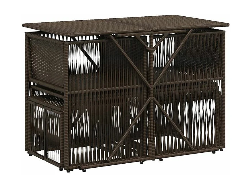 Ensemble à manger de jardin et coussins 7 pcs marron rotin