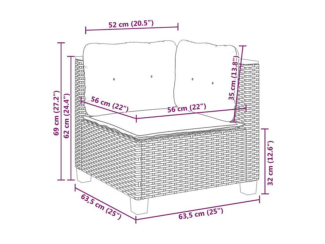 Salon de jardin 7 pcs avec coussins noir résine tressée