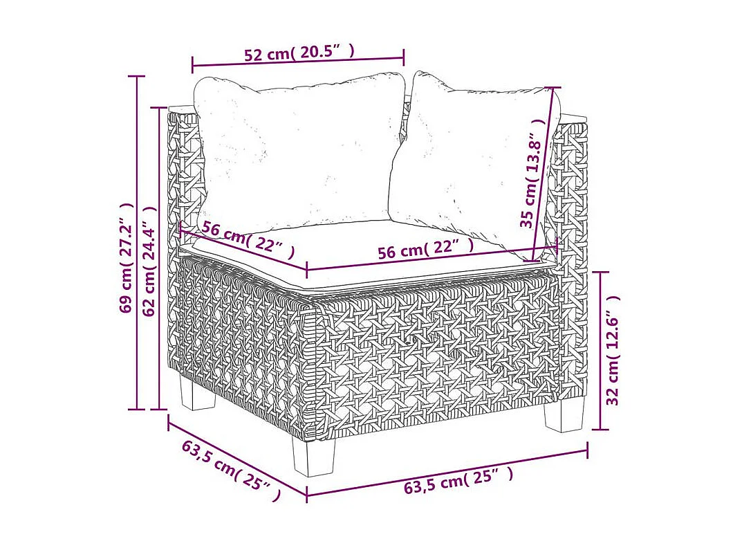 Salon de jardin 5 pcs avec coussins gris résine tressée