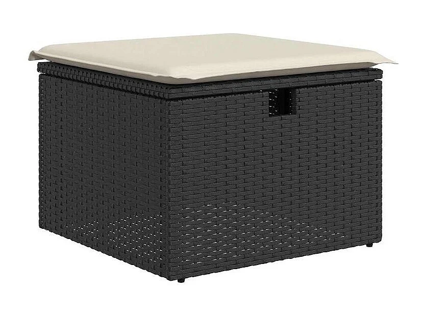 Salon de jardin 9 pcs avec coussins noir résine tressée