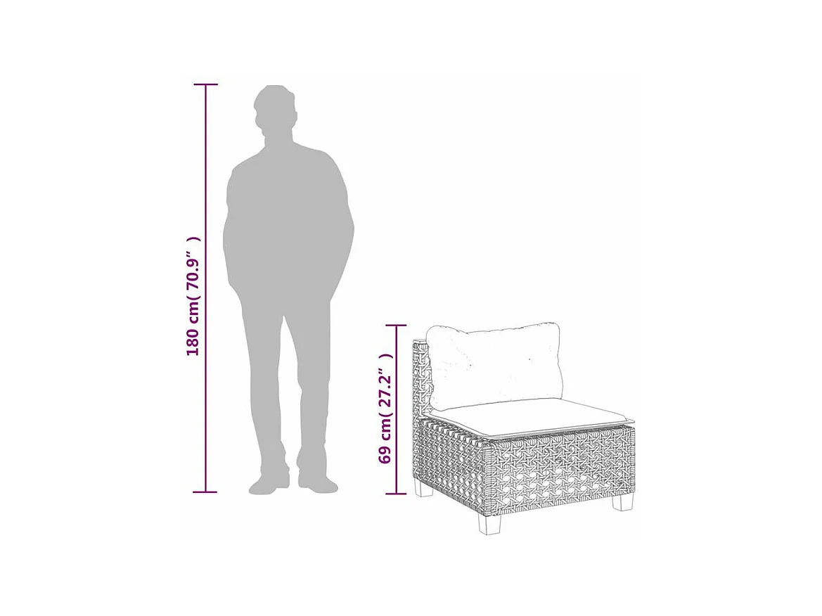 Salon de jardin 8 pcs avec coussins gris résine tressée