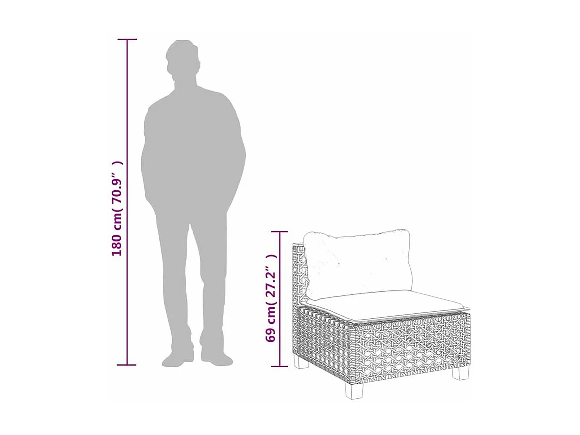 Salon de jardin 11 pcs avec coussins beige résine tressée