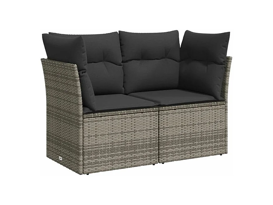 Salon de jardin 6 pcs avec coussins gris résine tressée