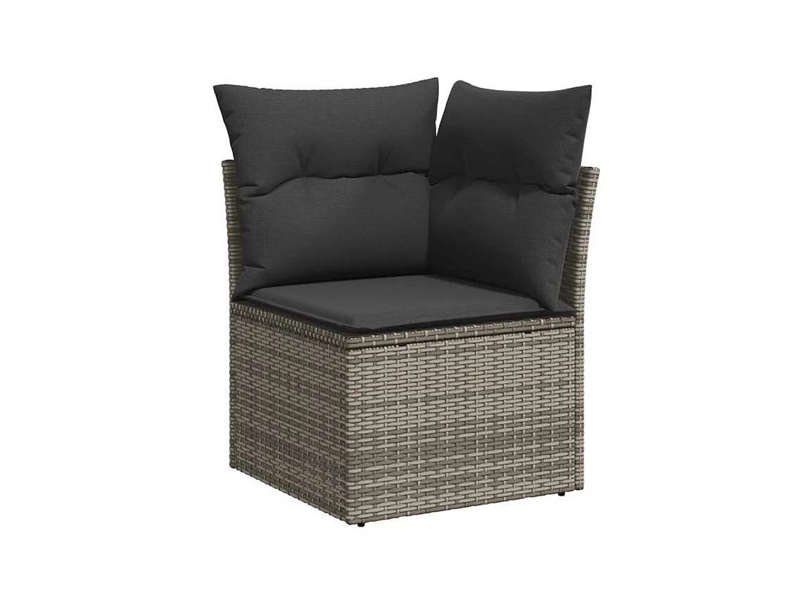 Salon de jardin 6 pcs avec coussins gris résine tressée