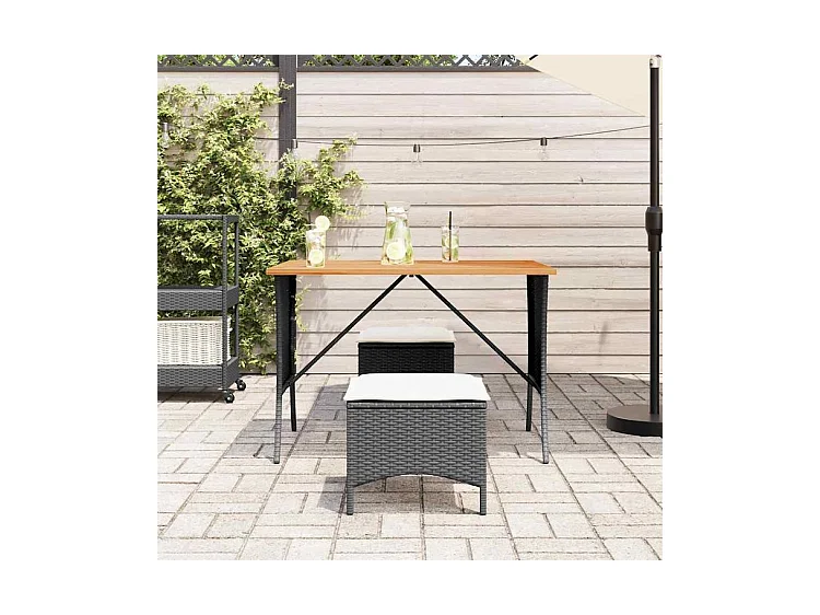 Ensemble à manger de jardin avec coussins 3 pcs Noir