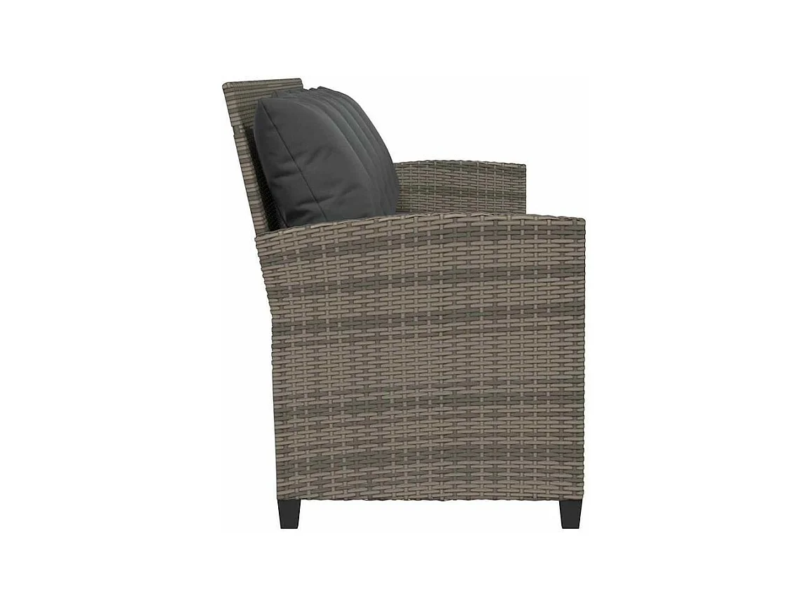 Canapé de jardin avec coussins 5 places gris résine tressée