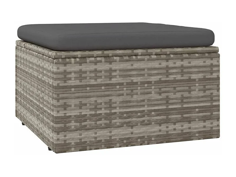 Repose-pied de jardin et coussin Gris 55x55x30 Résine tressée