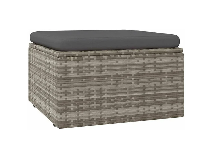 Repose-pied de jardin et coussin Gris 55x55x30 Résine tressée