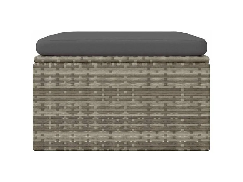 Repose-pied de jardin et coussin Gris 55x55x30 Résine tressée