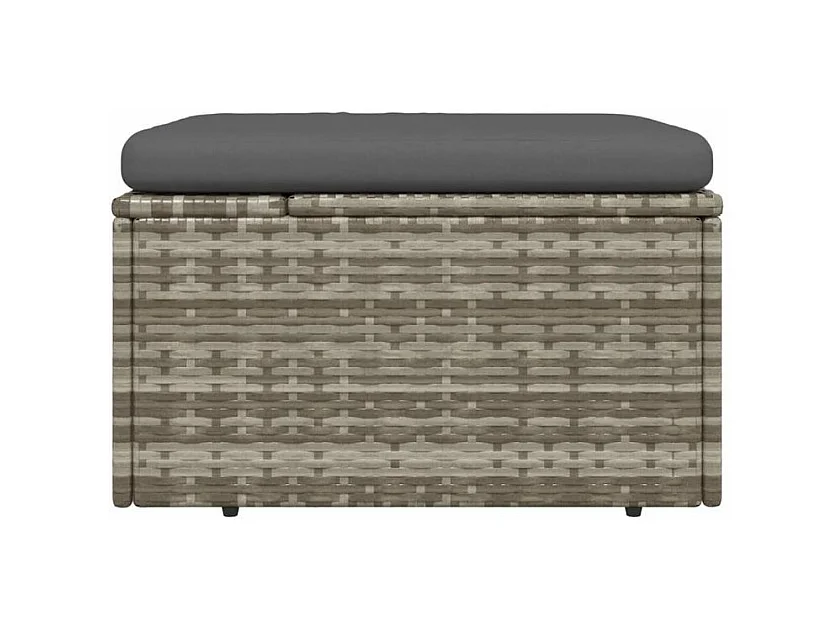 Repose-pied de jardin et coussin Gris 55x55x30 Résine tressée