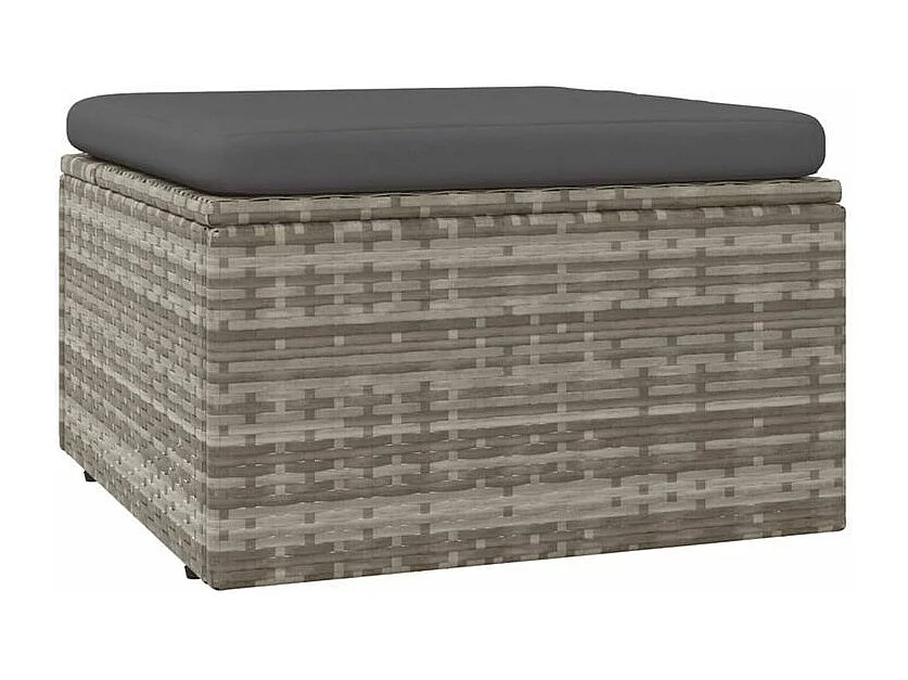 Repose-pied de jardin et coussin Gris 55x55x30 Résine tressée