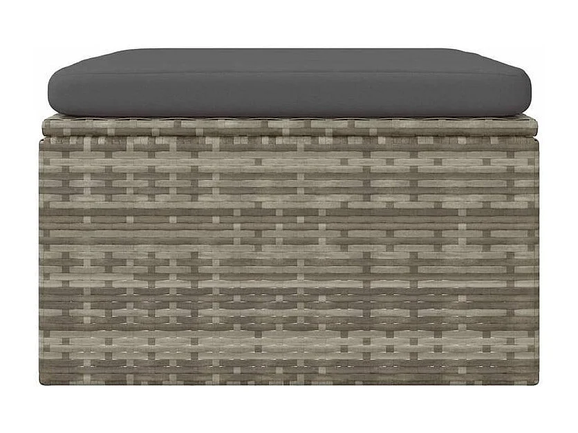 Repose-pied de jardin et coussin Gris 55x55x30 Résine tressée