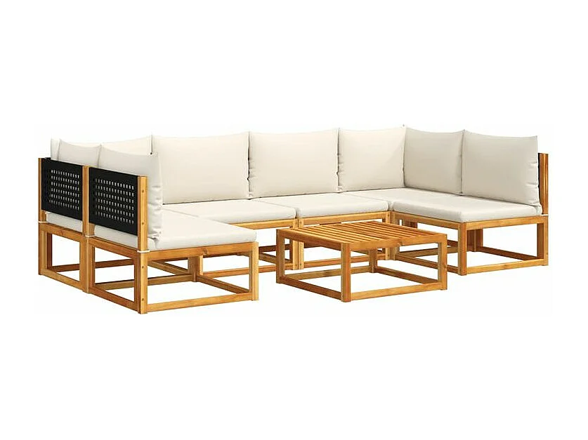 Salon de jardin avec coussins 7 pcs bois massif d'acacia
