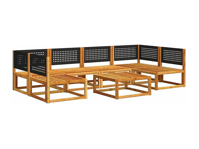 Salon de jardin avec coussins 7 pcs bois massif d'acacia