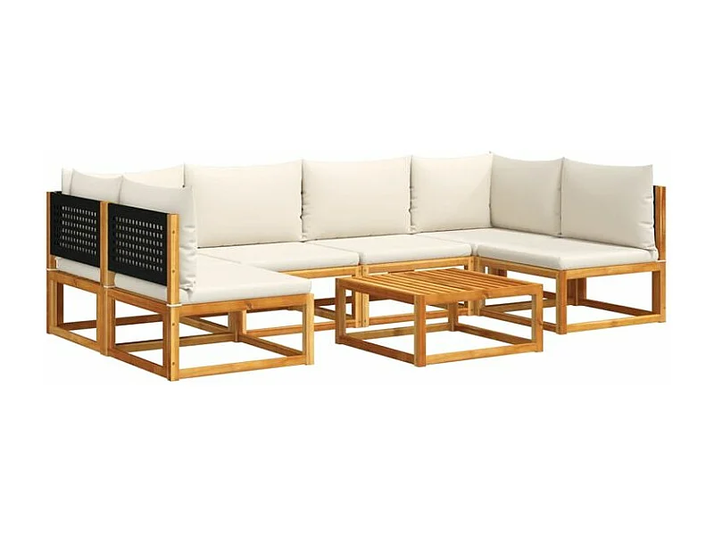 Salon de jardin avec coussins 7 pcs bois massif d'acacia