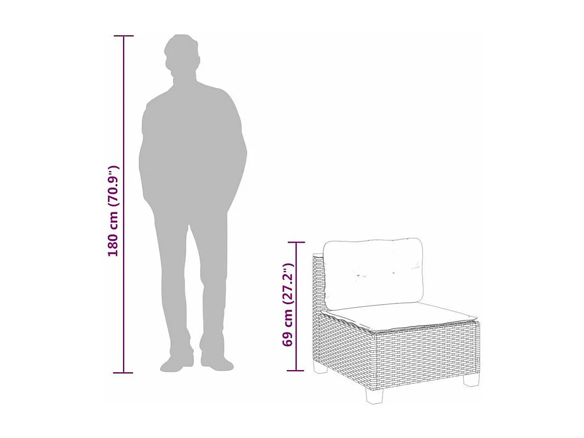 Salon de jardin 11 pcs avec coussins beige résine tressée