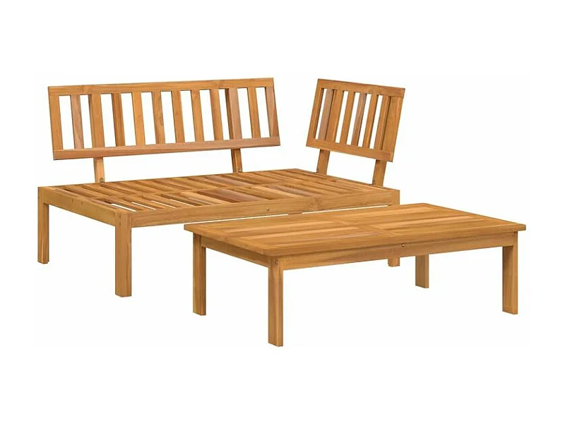 Salon de jardin palette 2 pcs bois massif d'acacia