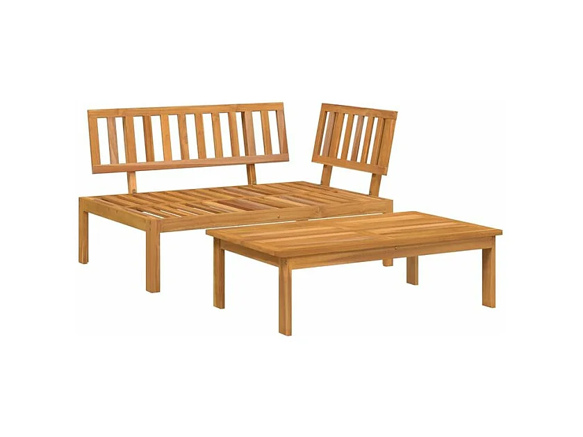 Salon de jardin palette 2 pcs bois massif d'acacia