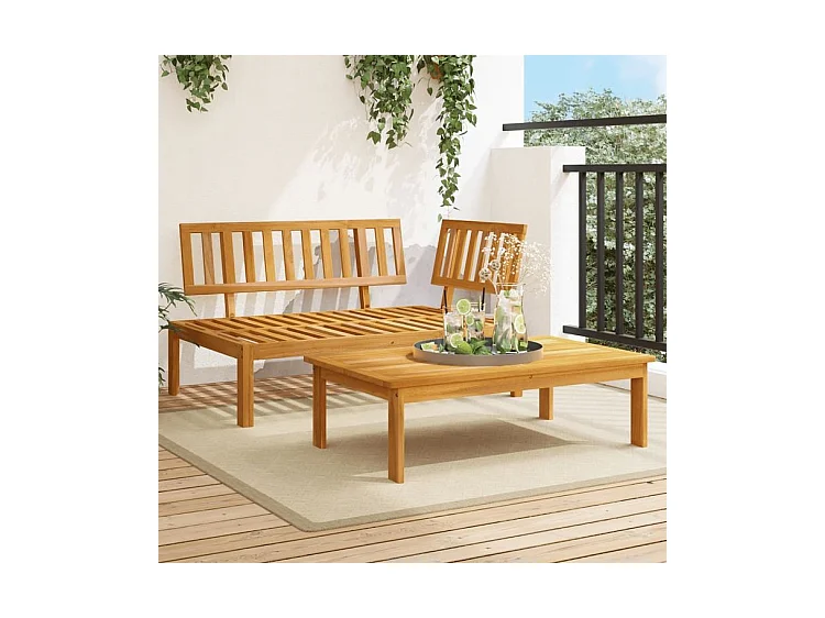 Salon de jardin palette 2 pcs bois massif d'acacia