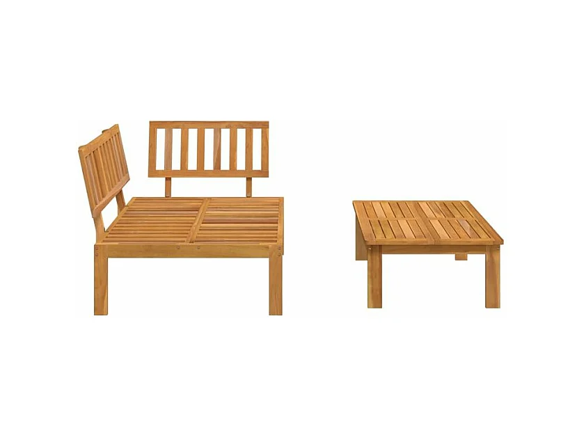 Salon de jardin palette 2 pcs bois massif d'acacia