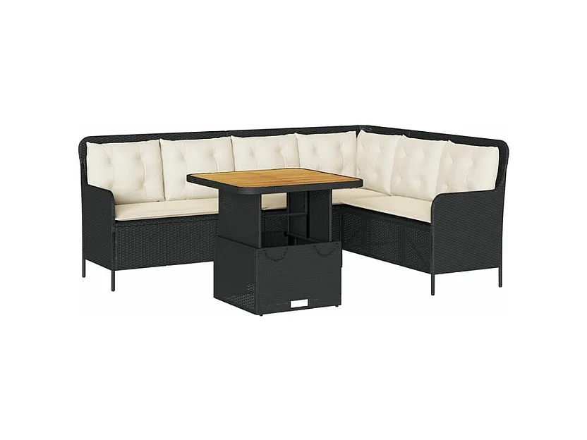 Canapés de jardin 2 pcs avec coussins Noir Résine tressée