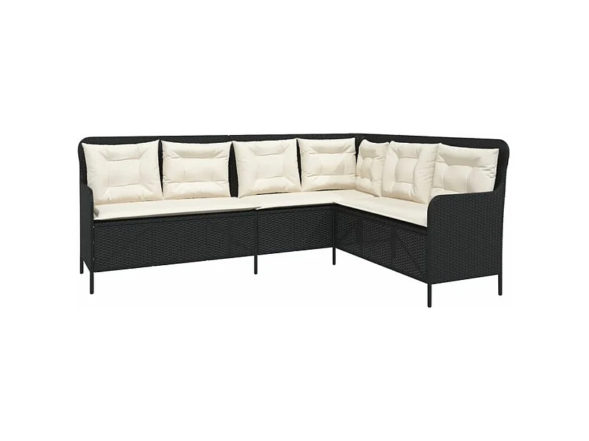 Canapés de jardin 2 pcs avec coussins Noir Résine tressée