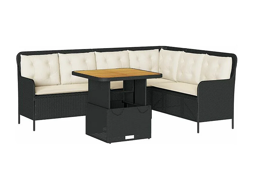 Canapés de jardin 2 pcs avec coussins Noir Résine tressée