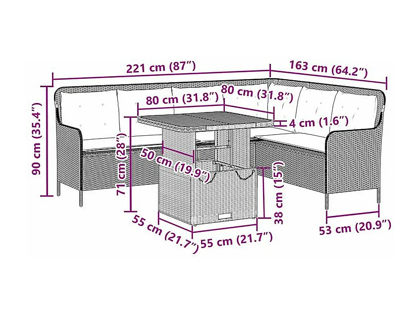 Canapés de jardin 2 pcs avec coussins Noir Résine tressée