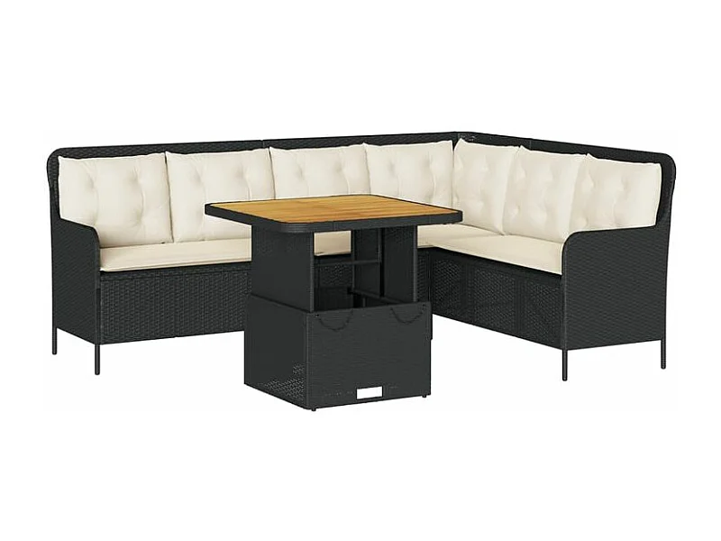 Canapés de jardin 2 pcs avec coussins Noir Résine tressée