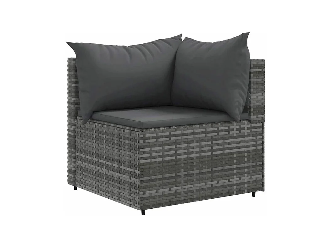 Salon de jardin 4 pcs avec coussins Gris Résine tressée