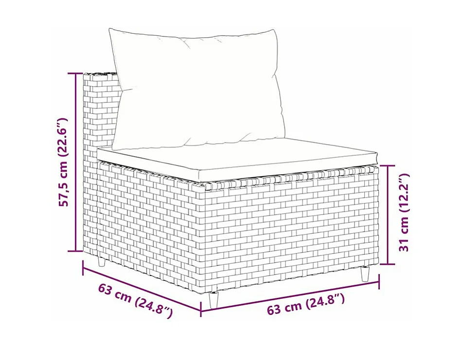 Salon de jardin 4 pcs avec coussins Gris Résine tressée