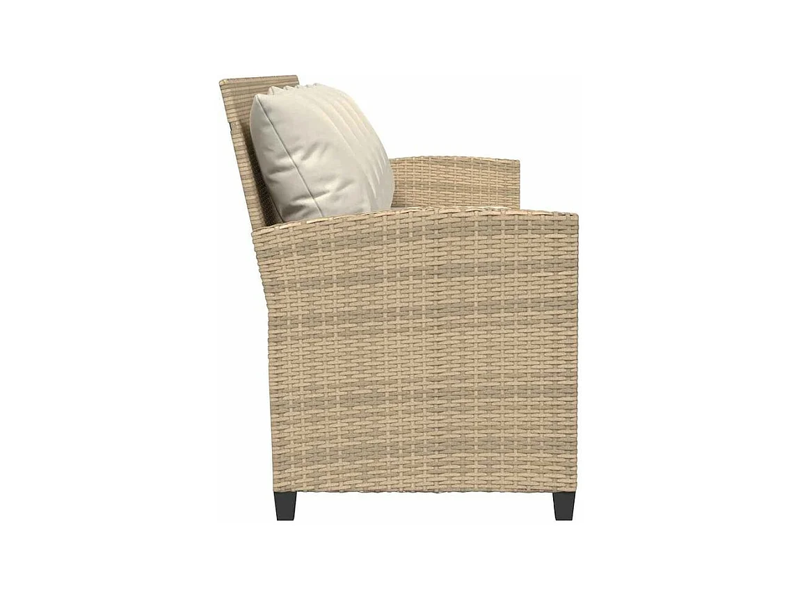 Canapé de jardin avec coussins 5 places beige résine tressée