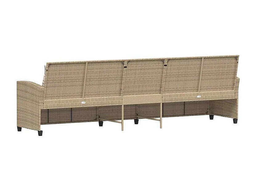 Canapé de jardin avec coussins 5 places beige résine tressée