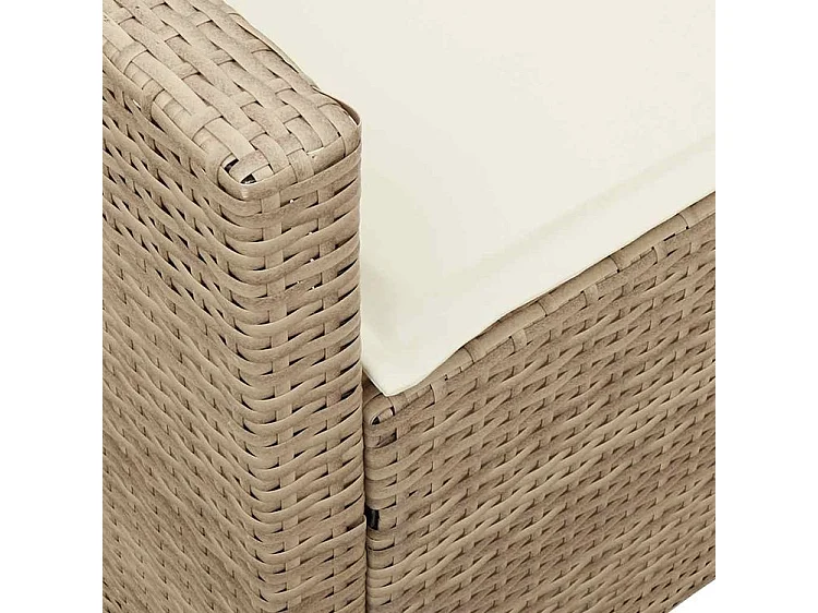 Canapé de jardin avec coussins 5 places beige résine tressée