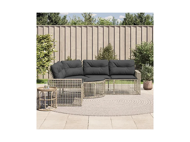 Canapé de jardin et coussins et repose-pied en forme de L rotin